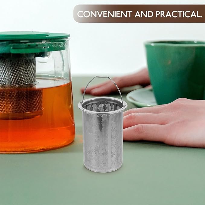 PRETYZOOM Stainless Steel Tea Infuser Mesh Strainer with Handle Replacement Tea Filter Basket for Loose Leaf Brewing in Teapots and Cups 3.54 Inch Compact Size