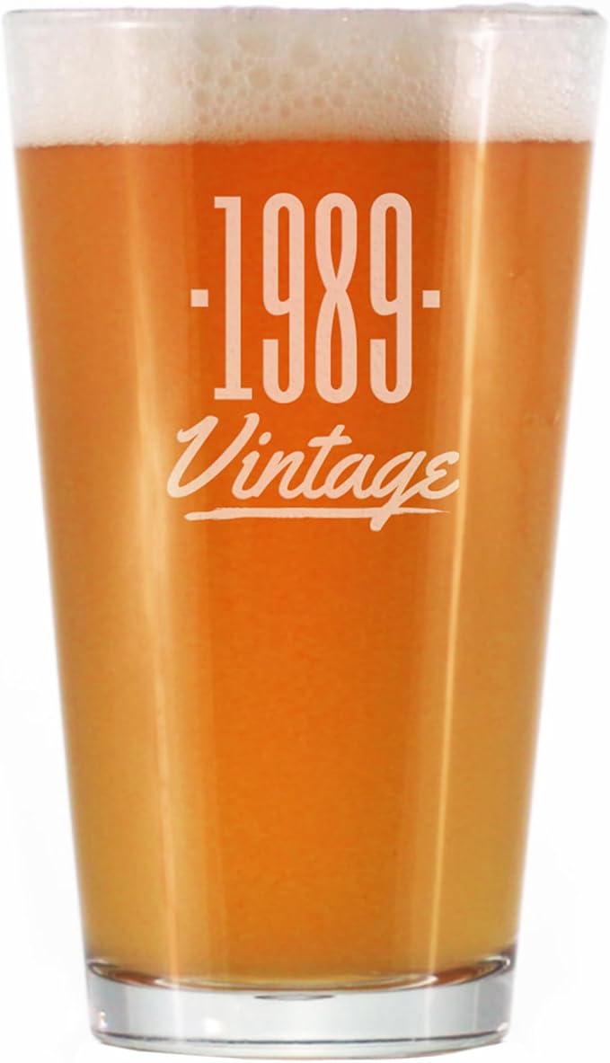 Vintage 1989 Pint Glass for Beer - 36th Birthday Gifts for Men or Women Turning 36 - Fun Bday Party Decor - 16 oz