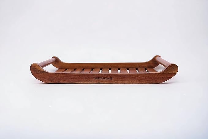 Vesta Homes Extra Large Teak Wood Serving Tray for Home, Kitchen, Breakfast, Restaurant, Office Organizer, Dining Table | Premium Wooden Serving Trays |18*12*2.25 Inches | Handcrafted in India