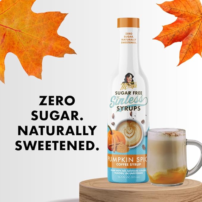 Miss Mary’s Sinless Syrups Fall Collection - Stevia Based, No Sugar Alcohols or Sucralose, No Artificial Sweeteners, Natural Ingredients, Coffee Tea Cocoa Dessert, Keto Friendly. 3 Pack Includes Apple Crisp, Hazelnut, and Pumpkin Spice.