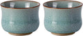 KAMMAK Tea Cup Set of 2 Porcelain Small Tea Cups 3.2oz Japanese Tea Cup Set, Asian Ceramic Teacups for Home, Party, Office, Chinese Kung Fu Tea Set for Hot/Cold Drink (Waist- Ice Crackle Glaze)