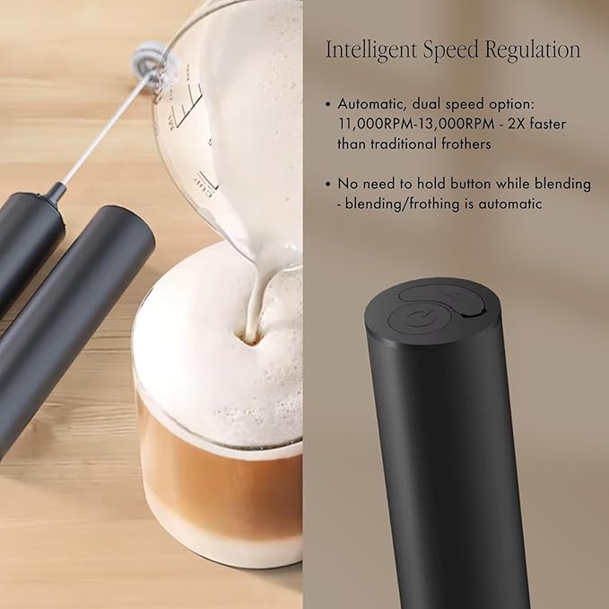 ENSANTE Ultra Fast Electric Milk Frother Wand Handheld 11,000RPM, Mini Whisk Mini Blender Rechargeable Frother for Protein Powder Lattes Matcha, Travel Frother with Case, Coffee Stirrers Electric