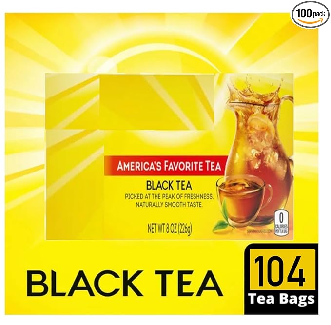 Black Tea Bags, Individually Wrapped, Perfect for Hot or Iced Tea - 104 Count