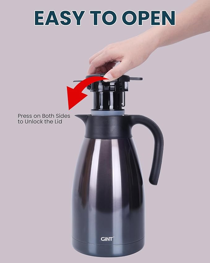 GiNT 2.2L / 74Oz Thermal Coffee Carafe, Insulated Stainless Steel Coffee Carafes for Keeping Hot/Double Walled Vacuum Thermal Carafe (Purple)