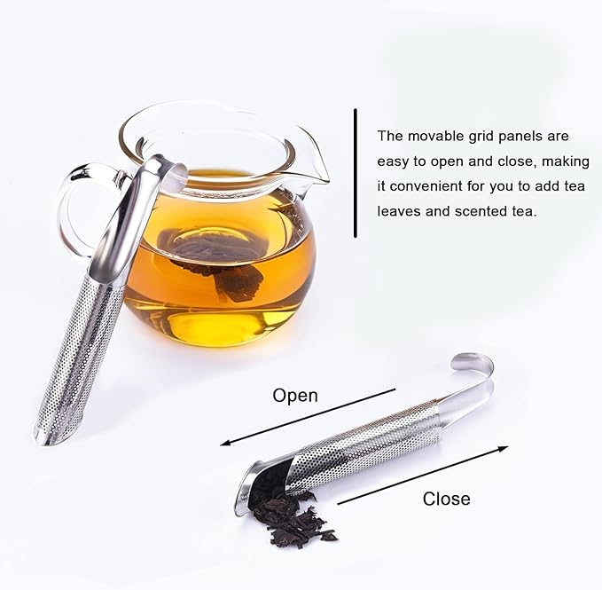 2 PCS Stainless Steel Tea Diffuser，Long-handle Filters with Fine Mesh Strainer ，Tea Bags for Loose Leaf Tea, Coffee, Spices, Seasonings