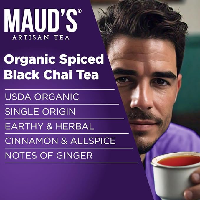 Maud's Organic Chai Tea Pods, 48 ct, Recyclable Single Serve Tea Pods – 100% Gourmet Blended Tea Leaves, Compatible with Keurig K Cups Maker