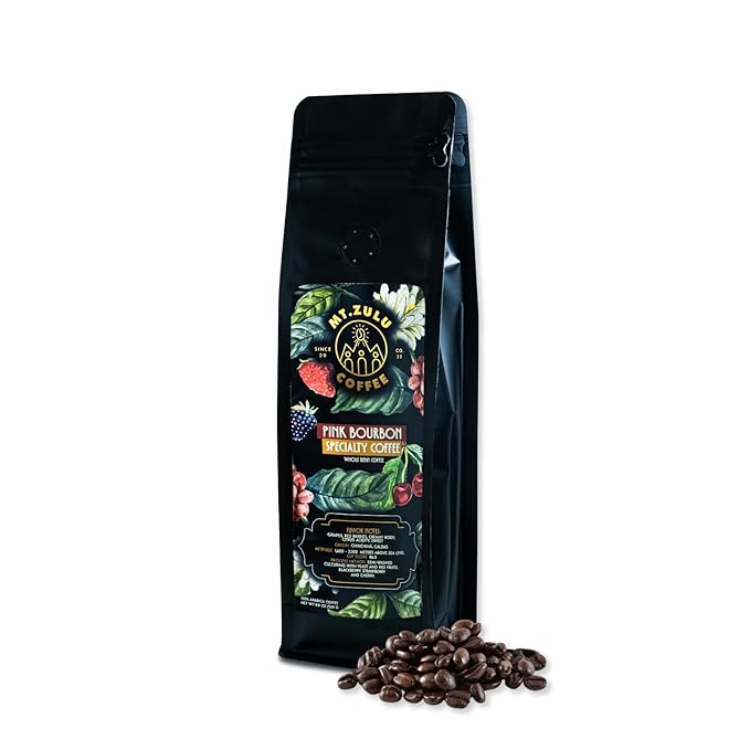 Mt. Zulu Pink Bourbon Beans – Fermented with Strawberry, Cherry & Blackberry | Specialty Colombian Coffee | Fruity Cup | 8oz Bag