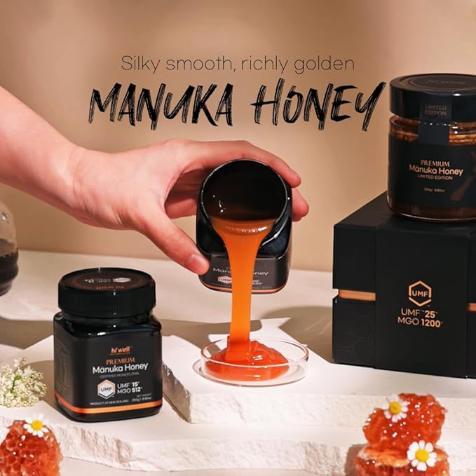 Hi Well Premium New Zealand 100% Manuka Honey | Monofloral Pure Raw Honey | UMF Certified | 8.82Oz(250g) Jar (UMF 15+)