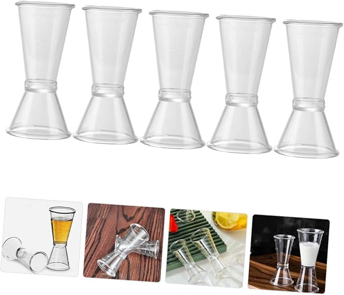6pcs Bar Measuring Cup Double Jigger Plastic Cocktail Jigger Long Handle Bar Supplies