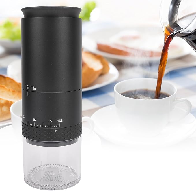 Coffee Grinder, 110ml Powder Capacity Electric Coffee Bean Grinder, Removable Chamber 38 Speeds USB Rechargeable Coffee Mill, for Beans (Black)