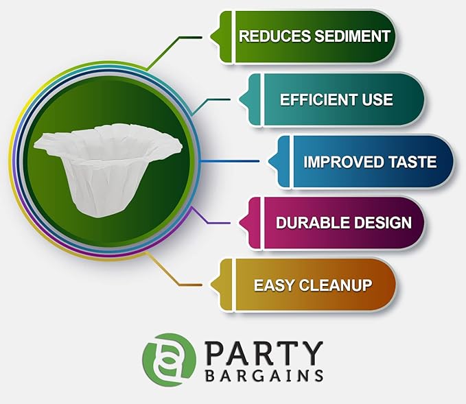 Party Bargains 300 Disposable Paper Coffee Filters – White Compact Design for Keurig Brewers and Compatible with K-Cup Pods 1.0 & 2.0 Models, single use coffee filters
