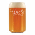 Uncle Est 2025 - Beer Can Pint Glass Gift for First Time Uncles - Decorative 16 Oz Glasses