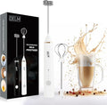 Delm Milk Frother Electric USB Stainless Steel Accessory - Frother Wand Foam Maker for Lattes - Milk Frother Handheld for Cappuccino, Frappe, Matcha, Hot Chocolate - Frother for Coffee (white)