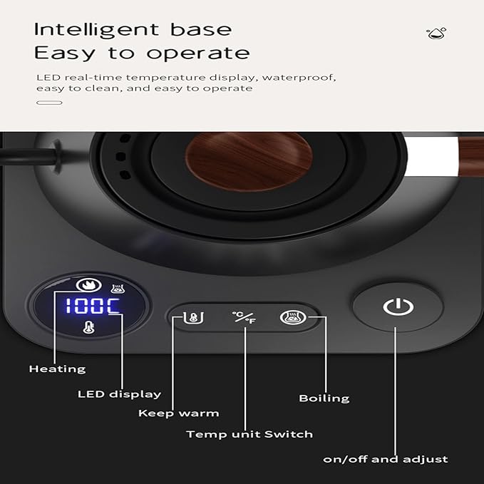 Smart Gooseneck Electric Kettle 1500W - Variable Temperature Control with LED Display, 304 Stainless Steel, 5oz Micro-Brew & 24H Keep Warm for Coffee/Tea(WGITE, US PLUG)