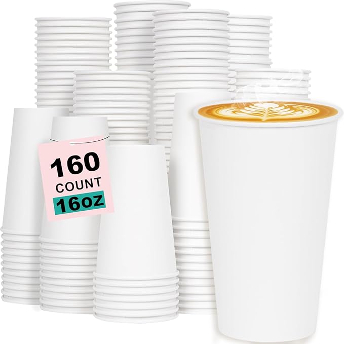 160 Count 16 oz Large White Party Cups Value Pack