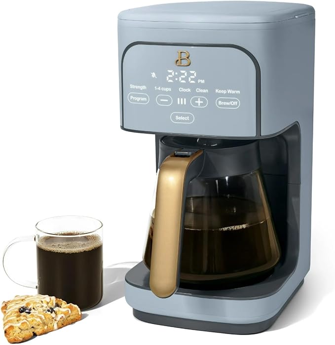 Beautiful 12 Cup Programmable Coffee Maker, Drip Coffee Machine with Glass Carafe, Automatic Brew Strength Control, Espresso Maker Function, Compact Espresso Machine (Cornflower Blue)