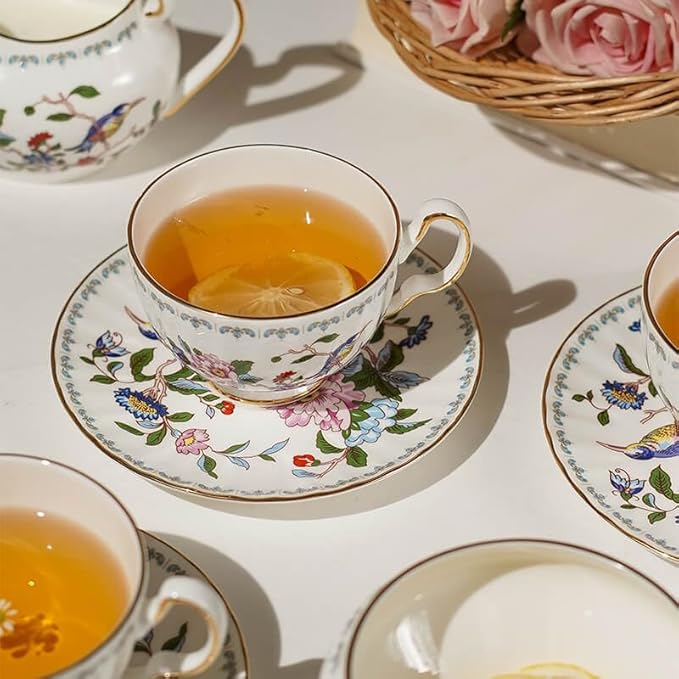 Aynsley Pembroke Oban Fine Bone China Teacup & Saucer - 6oz (180ml), Elegant Oban Shape, Christmas Gift for Tea Lovers, British Craftsmanship