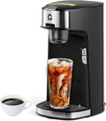 Single Serve Coffee Maker for Coffee Pods& Ground Coffee, 1300W One-Touch Coffee Machine, Fast Brew 8-12 oz, Compact for Office, Kitchen, Apartment, Dorm, Travel, Black