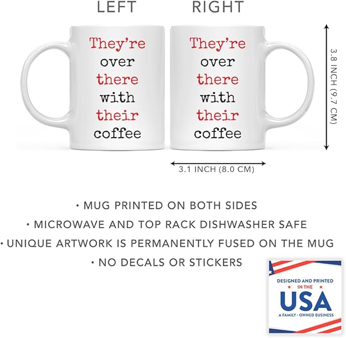 Andaz Press 11oz. Funny Coffee Mug Gag Gift for Teachers, They're Over There with Their Coffee, 1-Pack, Includes Gift Box, Christmas Birthday Graduation Gifts Ideas English Teacher Mug