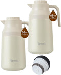 2 PCS Thermal Coffee Carafe Insulated Stainless Steel Coffee Carafe for Hot Liquid Vacuum Thermal Pot Creamer Pitcher Dispenser Keeping Hot Water Milk(White/Wthite 68 oz)