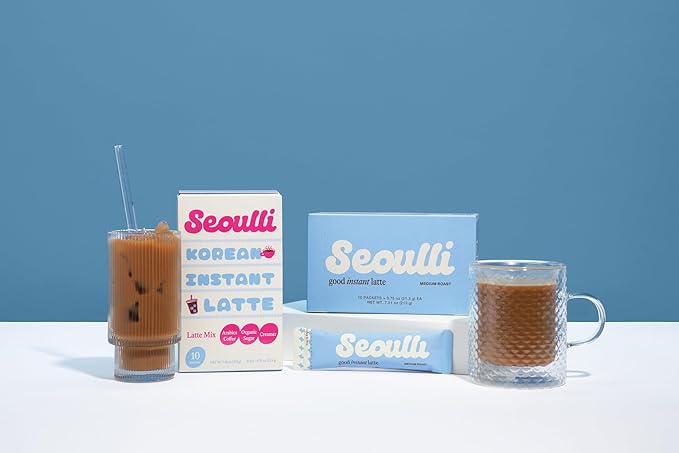 Seoulli Korean Instant Latte – Premium 3-in-1 Coffee Sticks with Arabica Beans, Real Milk-Based Creamer & Organic Brown Sugar – Smooth Medium Roast – 80mg Caffeine in each packet, Café-Style Instant Coffee Packets, 10 Packet