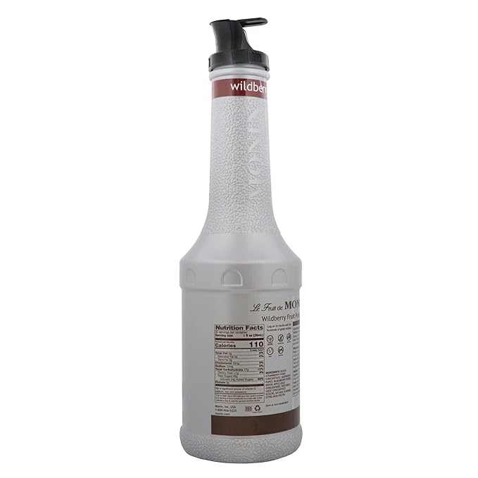 Monin - Wildberry Purée, Rich Berry Flavor, Great for Teas, Sodas, Cocktails, & More, Natural Flavors, No Artificial Sweeteners or Ingredients, Gluten-Free, Vegan, Non-GMO, Clean Label (1 Liter)