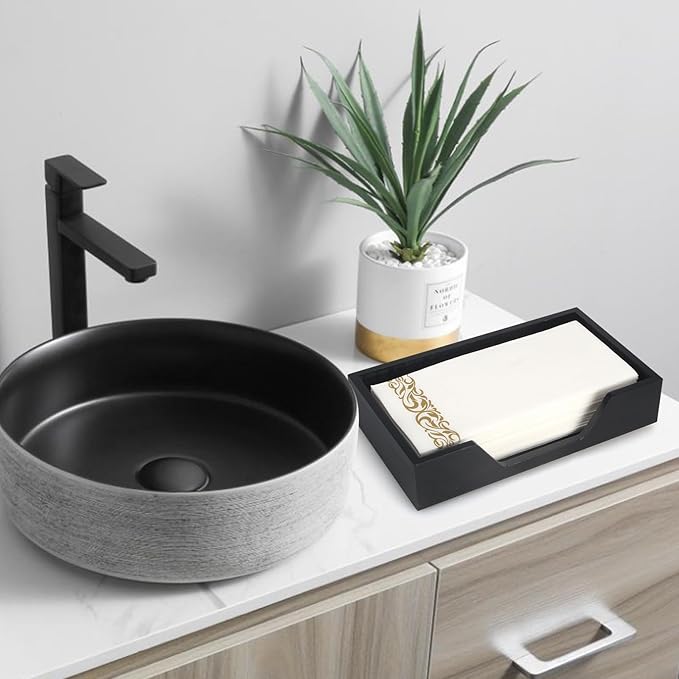 Black Wooden Napkin Holder for Kitchen, Bathroom, Guest Towel Holder - Modern Rustic Farmhouse Style