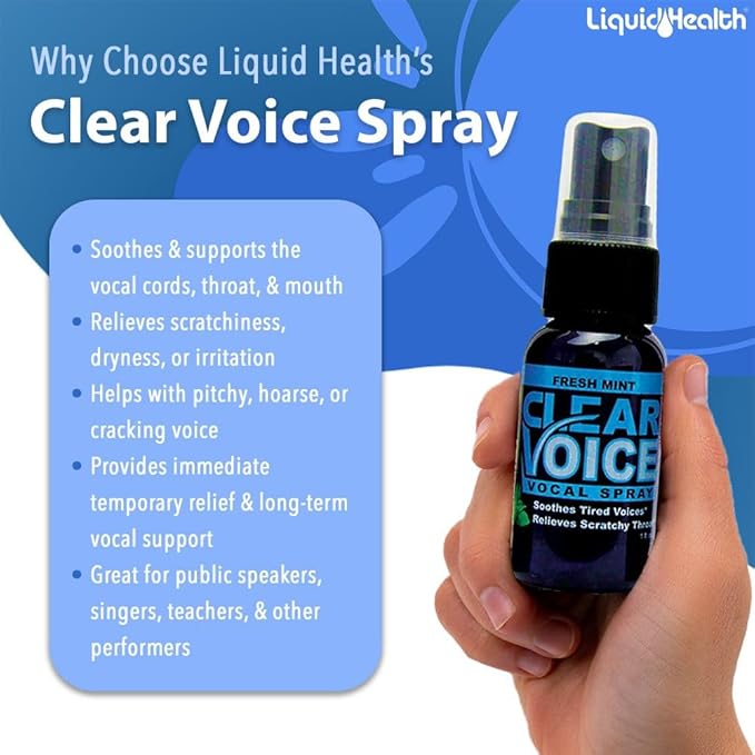 Clear Voice Oral Throat Spray Singing Ease Clarity Soothing Dampener Moisturizer Relief Vocal Eze Reducer Booster Treatment, Made in USA, Fresh Mint Flavor (2 Pack)