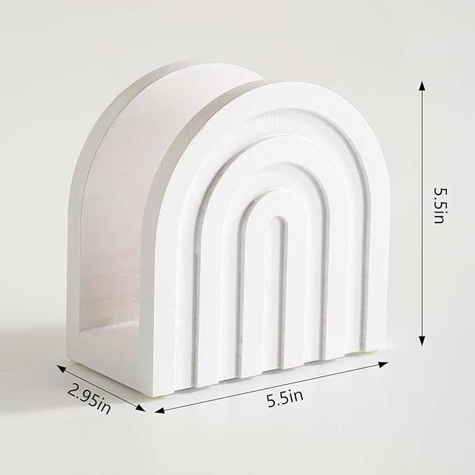 White Napkin Holders for Paper Napkins, Paper Napkin Holder for Table,Modern Wooden Napkins Holders for Table(5.5" x 2.9" x 5.5")