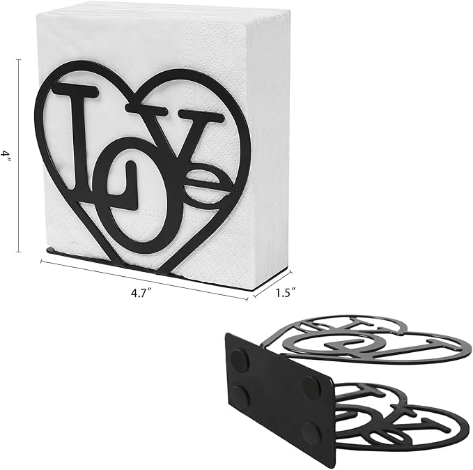 Napkin Holder for Table, Metal Napkin Holders for Kitchen Dining Farmhouse Cocktail Picnic Bar Rustic, Modern Napkins Holder for All Dining Room Decors (Letter), Christmas Decoration Gifts