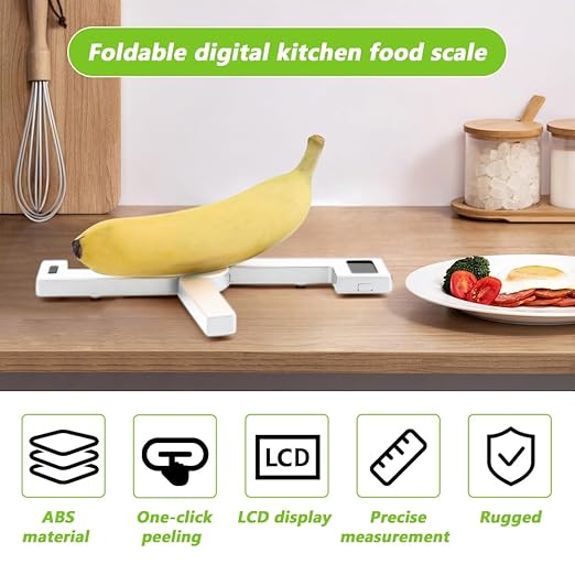 Digital Kitchen Scale, Portable Folding Food Scale with LCD Display for Measuring Ingredients, Dog and Cat Foods(Size:21×3.8×1.6cm)