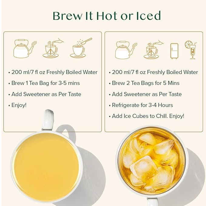 VAHDAM, Chamomile Herbal Tea Bags (15 Count) Caffeine Free, Non GMO, Gluten Free | 100% Pure Herbal Tisane - Sweet & Floral | Whole Leaf Tea Bags | Resealable Ziplock Pouch