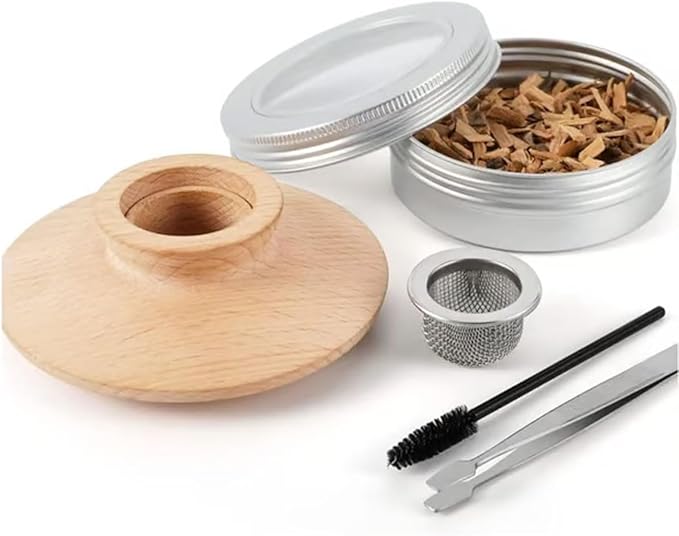 Cocktail Smoker Mixology Bartender Kit, Whiskey Smoker Kit for Old Fashioned & Bourbon Drinks, Drink Smoker Infuser Set with Torch and Wood Chips Gifts for Men (Without Butane) (with Wood Chips)
