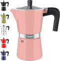 Mongdio Stovetop Espresso Maker Moka Pot, Stove Top Cuban Coffee Maker, Italian Greca Mocha Pot, 12 Espresso Cups, 20 oz - Pink