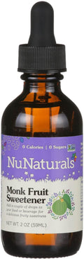 NuNaturals All-Natural Monk Fruit Liquid Plant-Based Sweetener, Zero-Calorie, Low Glycemic, 2 oz
