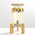 1.2 Gallon Glass Drink Dispenser For Parties, Beverage Dispenser With Bamboo Wood Stand And Stainless Steel Spigot, Countertop Water Dispenser, Lemonade Dispenser For Wedding, Picnic (1PACK)