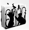 Cat Playing Decorative Black Metal Napkin Holder for Table, 4.9" x 4.7" x 1.9" Cute Kitty Animal Standing Napkin Holder for Home Kitchen Restaurant Picnic Party Coffee Bar Dining Room