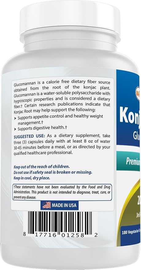 Best Naturals 2 Pack Konjac Glucomannan Root 2000 mg per Serving - 180 Vegetarian Capsules
