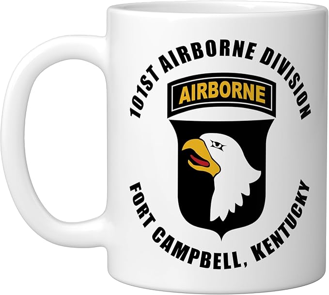 101st Airborne Division Fort Campbell Kentucky Emblem Ceramic Mug, White