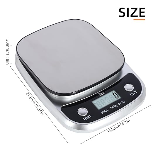 Digital Food Scale, 22 lbs/10kg Multifunction Kitchen Scale with Large Back-lit LCD Display and Tare Function for Cooking Baking Diets