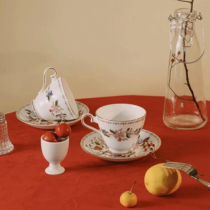 Aynsley Pembroke Stratford Fine Bone China Teacup & Saucer - 5oz (150ml), Elegant Stratford Shape, Christmas Gift for Tea Lovers, British Craftsmanship