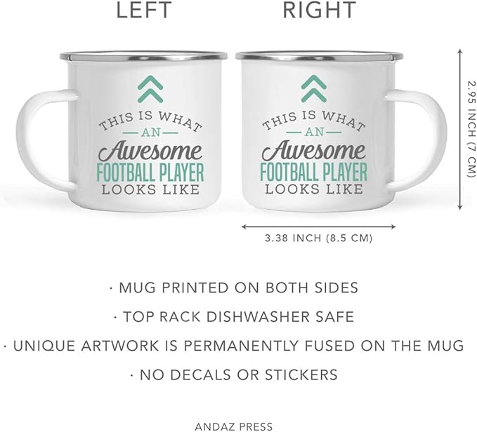 Andaz Press 11oz. Stainless Steel Campfire Coffee Mug, This Is What an Awesome Football Player Looks Like, 1-Pack, Birthday Gift Ideas for Coworker, Includes Gift Box