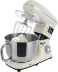 Stand Mixer, 6 +1 Speeds Electric Food Mixer, Portable Kitchen Mixer for Daily Use with Egg Whisk,Dough Hook,Flat Beater Used in Kitchens, Small Restaurants, Bakeries (White)