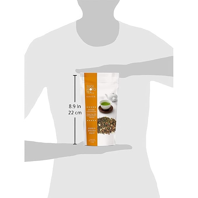 SUGIMOTO TEA Japanese Matcha Genmaicha Green Tea Loose Leaf 3.5 oz (100 g) Pack of 1