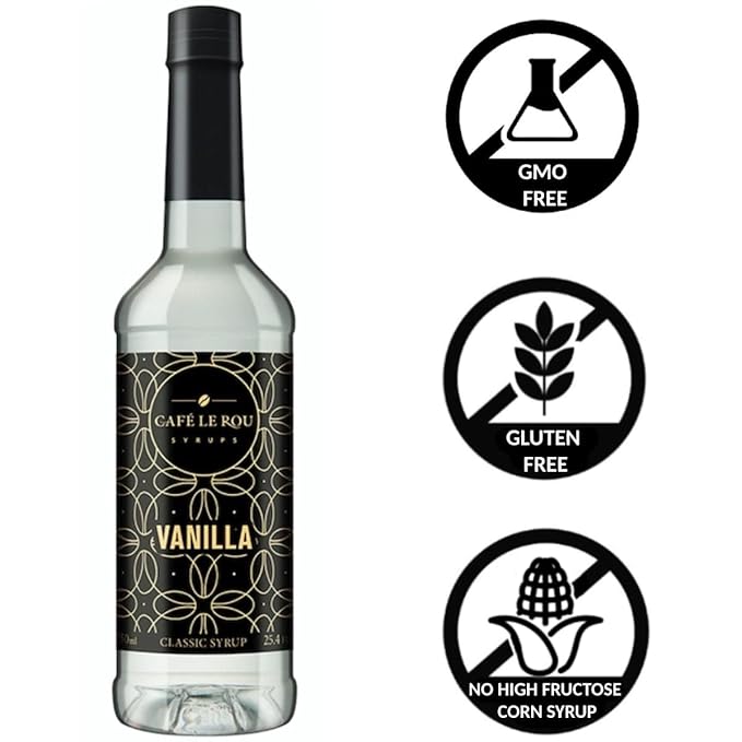 "NEW" Café Le Rou Vanilla Classic Syrup - 25.4 oz, 1 Pack with 1 Gold Pump Dispensers 25.4 Fl Oz (Pack of 1)