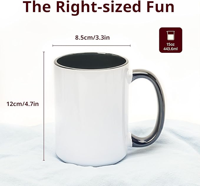 Ceramic 15oz Sublimation Coffee Mug, Black, Case of 12