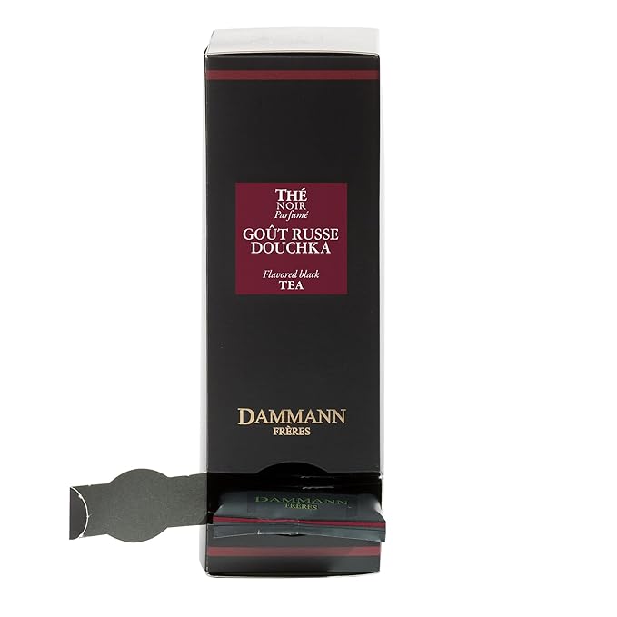 Dammann Freres Satchets, Gout Russe Douchka Tea Bags, Premium Gorumet French Black Tea, Blend Bergamot, Lemon, Orange Flavors, Individually Wrapped, 24 Count (Single Pack)