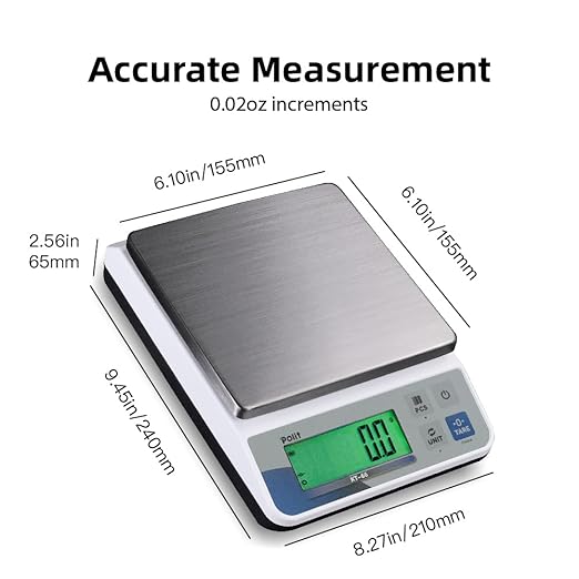 Polit KT-66 Digital Kitchen Scale 18lb – High-Capacity 0.5g Precision Food & Utility Scale with Stainless Steel Tray for Baking, Cooking, Market Produce and Small Business Weighing