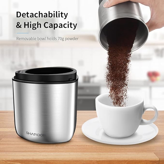 SHARDOR Electric Coffee Bean Grinder, Spice Grinder, 1 Removable Bowl with Stainless Steel Blade, Silver
