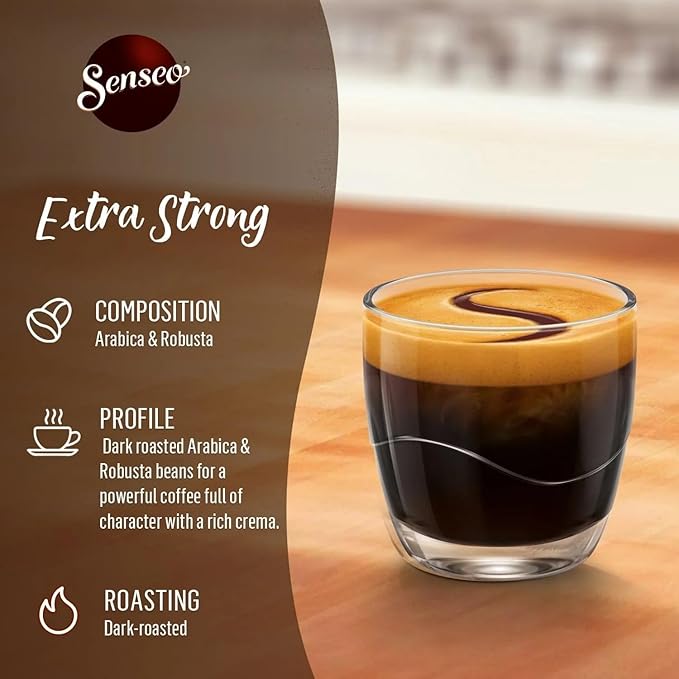 Senseo Extra Strong Dark Roast Coffee Pods, 48 Count (Pack of 10) - Single Serve Coffee Pods Bulk Pack for Senseo Coffee Machine - Compostable Coffee Pods for Hot or Iced Coffee, Cold Brew Coffee